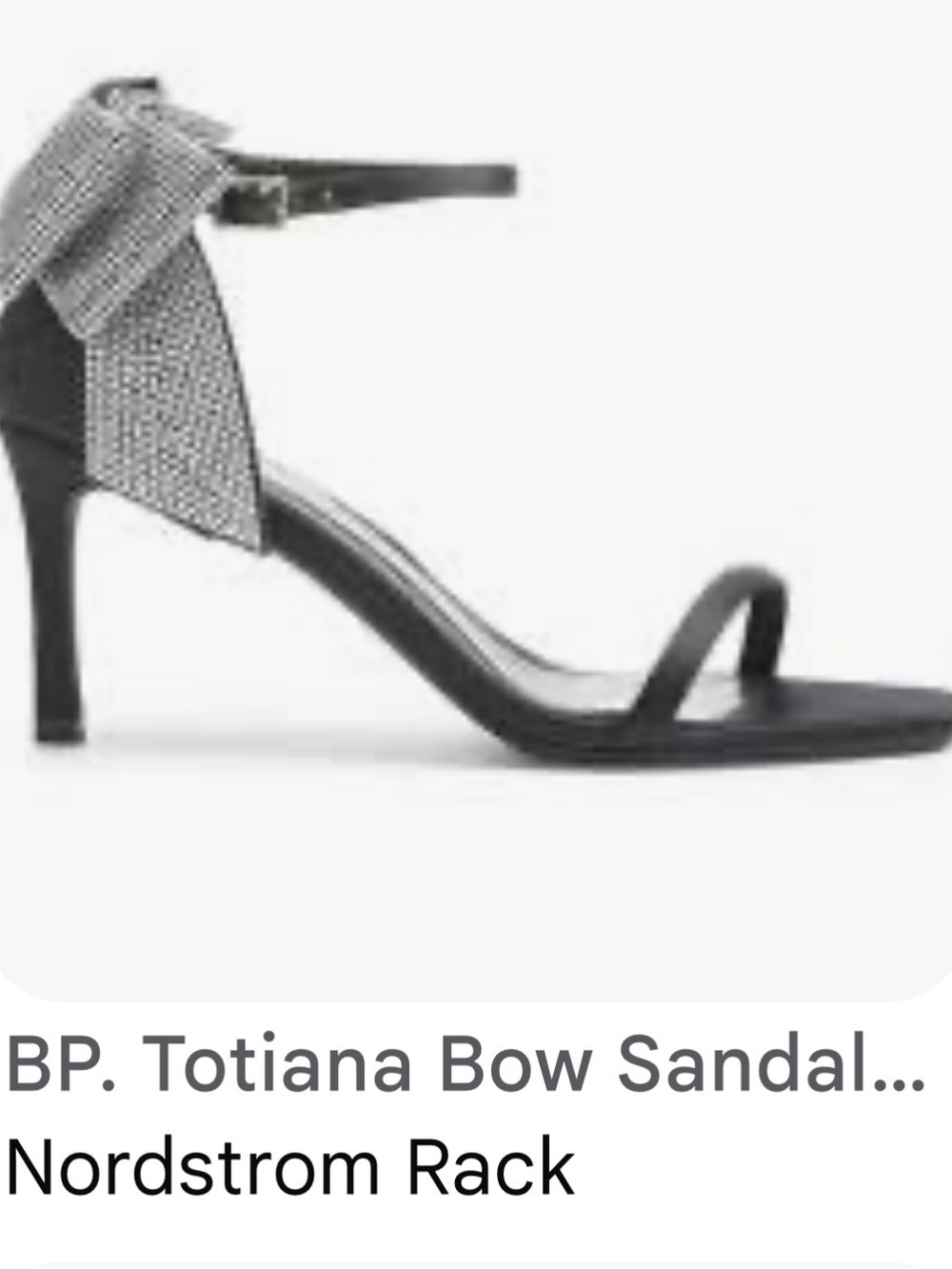 bp Black Ankle-Strap Heel with Rhinestone Bow